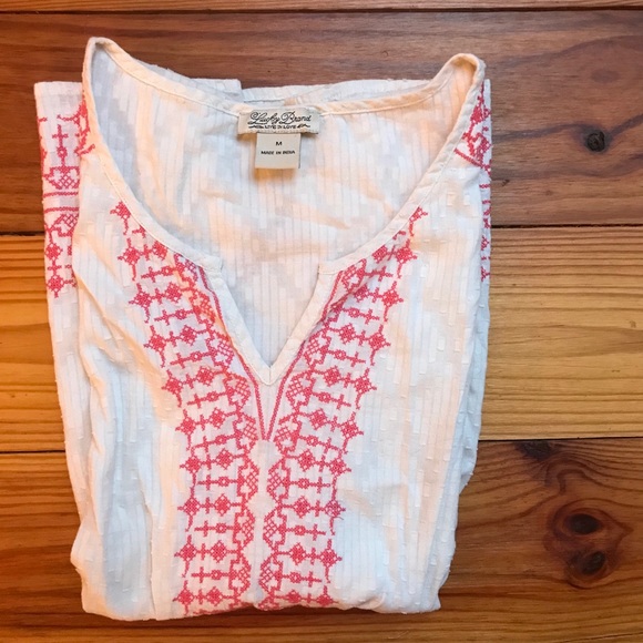 Lucky Brand White Red Boho Top, EUC, M - Picture 13 of 15